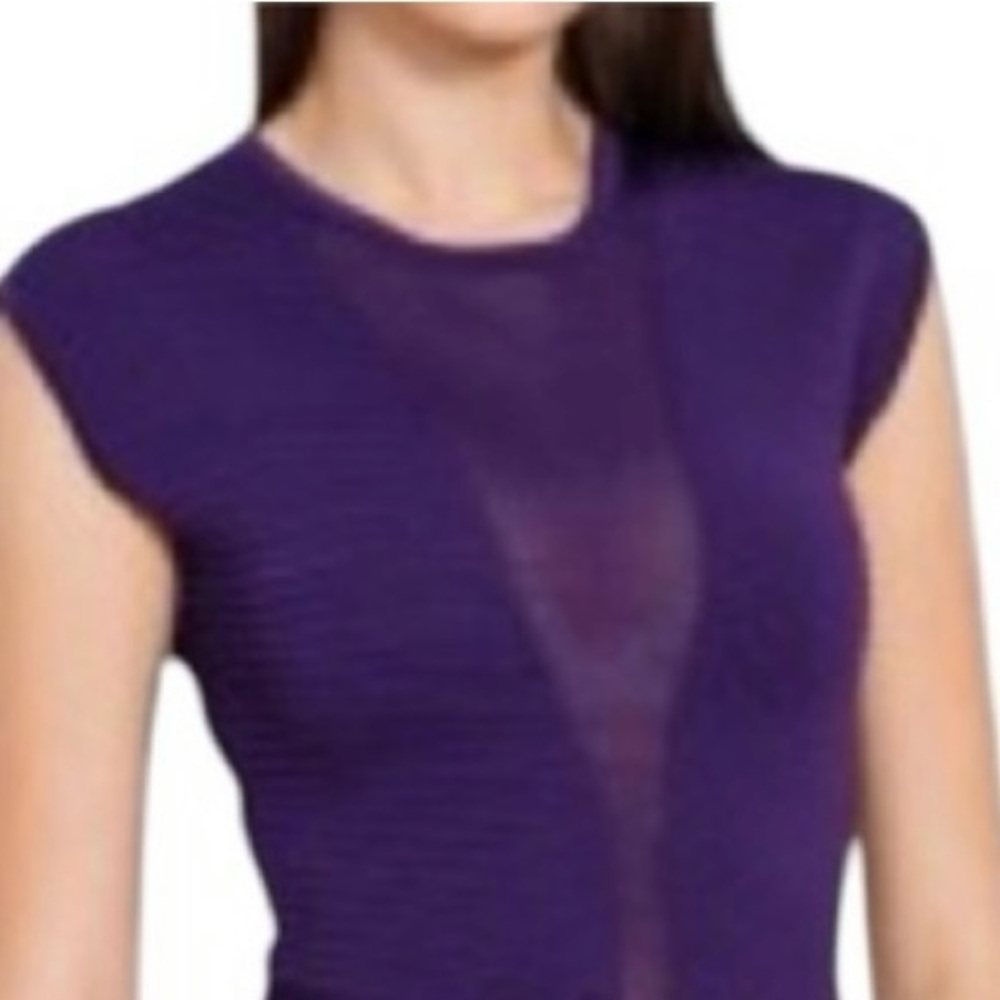 Versace Collection Purple Ribbed Short Sleeve Top | Size 40 - Picture 5 of 14